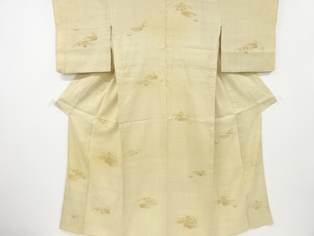 JAPANESE KIMONO / ANTIQUE HITOE KIMONO / SILK / TSUMUGI / KIKU